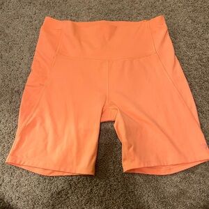 All in Motion Orange Bike Shorts High-Waisted Stretch